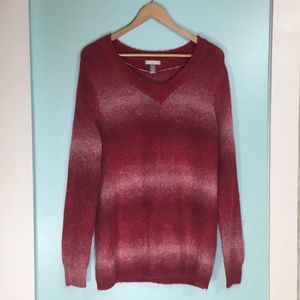 White Stag Ombré Sweater Women's Size XL Red Pink Long Sleeves Round Neck Excell